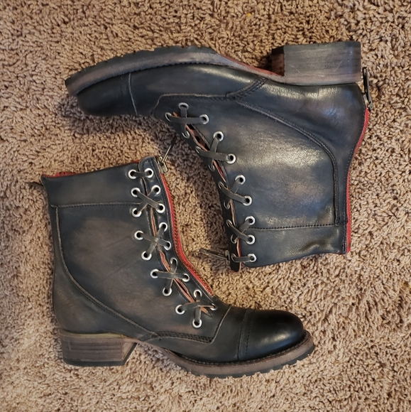 FreeBird liverpool leather ankle boot distressed black zip up 8 - Picture 7 of 9